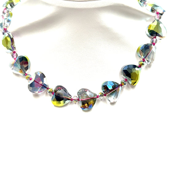 Crystal Heart Short Necklace Born To Glam