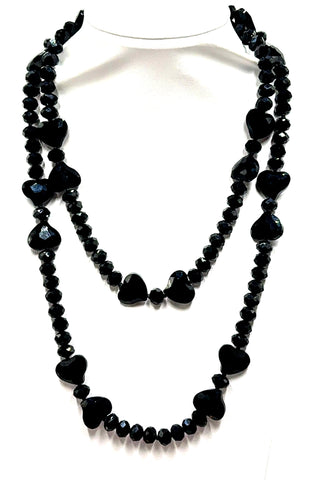 Crystal Hearts Long Necklace - Born To Glam