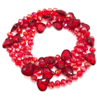 Crystal Hearts Long Necklace - Born To Glam