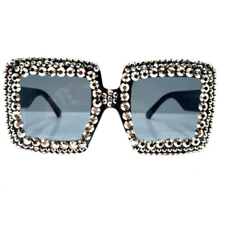 Rhinestone Oversized Square Frame Sunglasses - Born To Glam