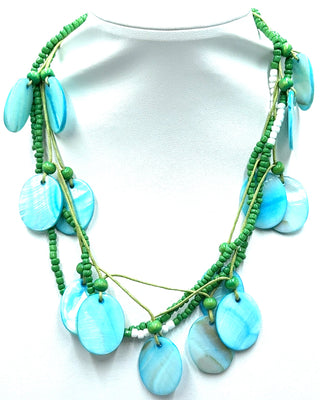 Oval Shell Beaded Multi Layer Necklace - Born To Glam