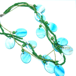 Oval Shell Beaded Multi Layer Necklace - Born To Glam