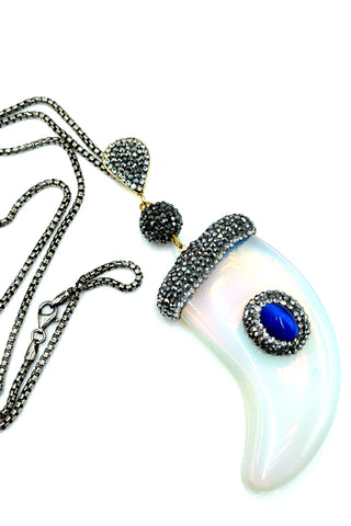 Horn Pendant Gemstone Necklace - Born To Glam