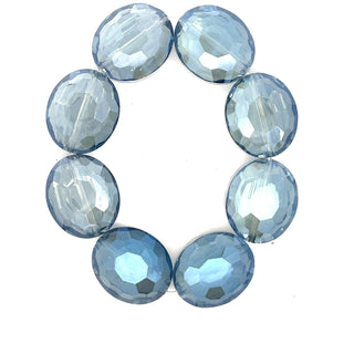 Blue Colorized Crystal Oval Stretch Bracelet - Born To Glam