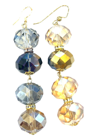 Gold Colorized Crystal Rondelle Dangle Earring - Born To Glam