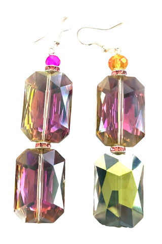 Rose Green 2 Tier Crystal Dangle Earring - Born To Glam