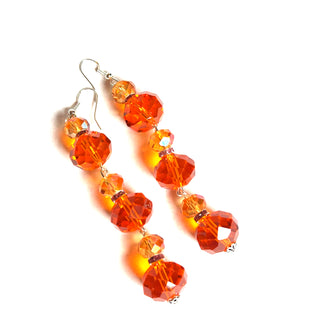 Orange Long Crystal Dangle Earring - Born To Glam