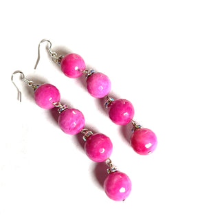 Pink Gemstone Long Crystal Dangle Earring - Born To Glam