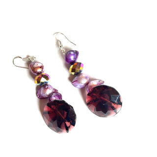 Purple Pearl Long Crystal Dangle Earring - Born To Glam