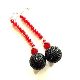 Burgundy Red Gumball Crystal Long Earring - Born To Glam