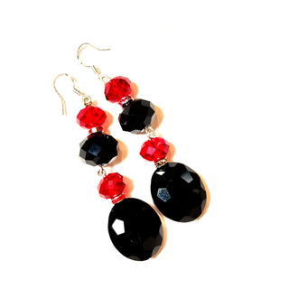Red & Black Crystal Oval Earring - Born To Glam