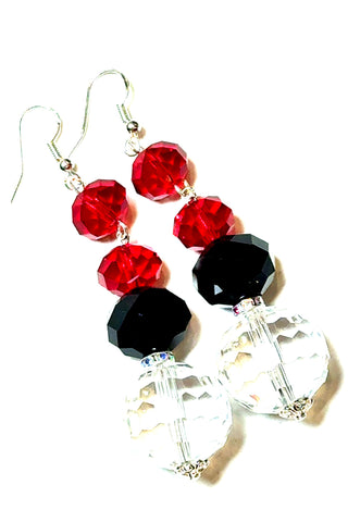 Red Black & Clear Dangle Earring - Born To Glam