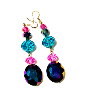 Purple Turquoise Oval Dangle Earring - Born To Glam