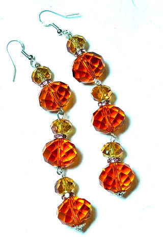 Long Orange Dangle Crystal Earring - Born To Glam