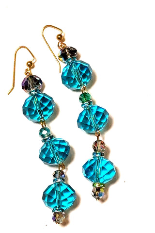 Long Turquoise Dangle Crystal Earring - Born To Glam
