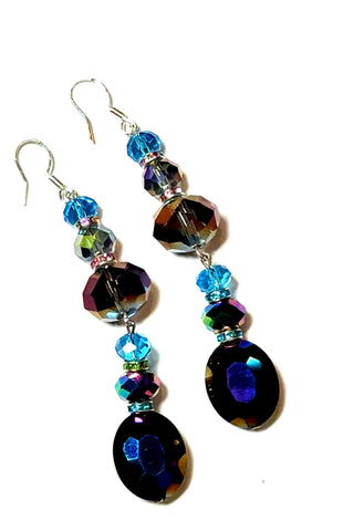 Midnight Blue Oval Crystal Earring - Born To Glam