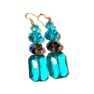 Purple Turquoise Rectangle Drop Earring - Born To Glam