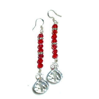 Red & Clear Drop Earring