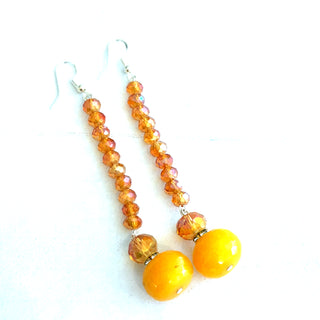 Yellow Gemstone Crystal Dangle Earring