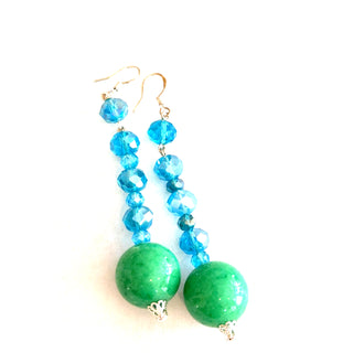 Green Turquoise Gemstone Crystal Earring
