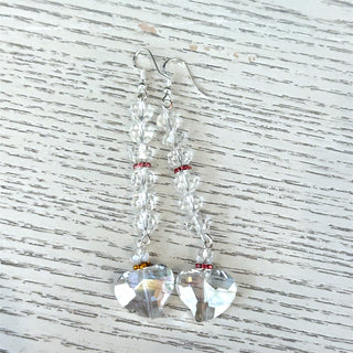 Clear Heart Drop Earrings