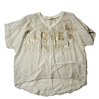 Gold Love Foil Linen Top