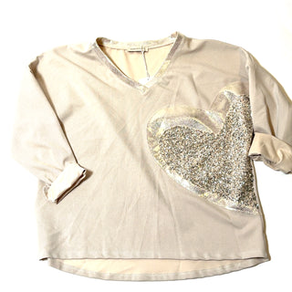 Sequin Heart Sweatshirt - Born To Glam