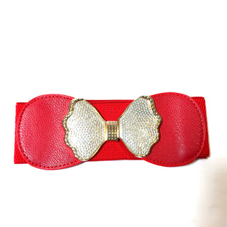 Red Crystal Bow Stretch Belt - Born To Glam