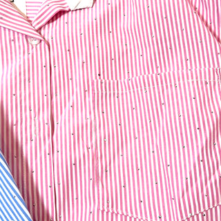 Crystal Striped One Size Button Down Top - Born To Glam