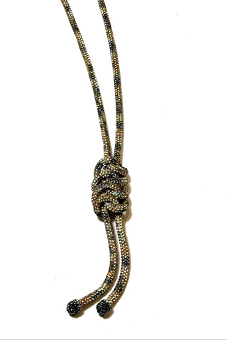 Leopard Print Long Tassel Rope Tie Knot Necklace