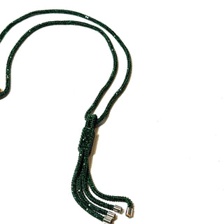 Long Rhinestone Square Tassel Necklace - Born To Glam