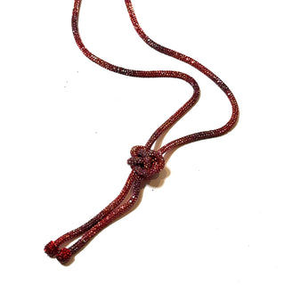 Red Tie Die Pave Stone Knot Necklace