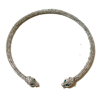 Pave Stone With Panther Head Necklace