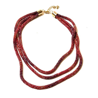 Rhinestone 3 Layer Tie Dye Multi-Strand Necklace - Born To Glam