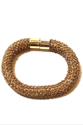 Gold Rhinestone Magnetic Beaded Bracelet - Born To Glam