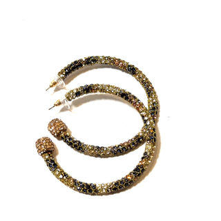 Leopard Print Pave Stone Hoop - Born To Glam