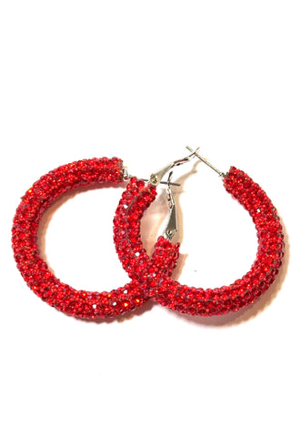 Pave Stone 1 Inch Hoop Earring