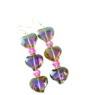Multi Colorized Heart Drop Earring