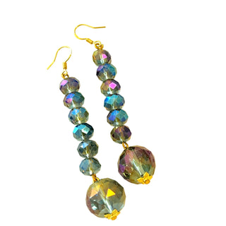 Purple Colorized Crystal Sphere Drop Earring