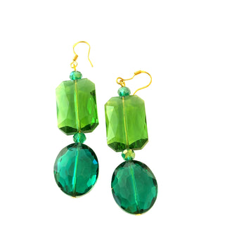 Geometric Green Crystal Drop Earring