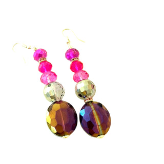 Hot Pink Oval Drop Crystal Earring