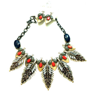 Gemstone Leaf Statement Necklace