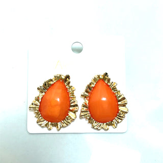 Coral & Gold Stud