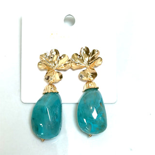 Turquoise & Gold Floral Earring