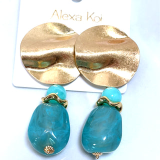 Style the Golden Disc Turquoise Dangle Earring exclusively at Born To Glam