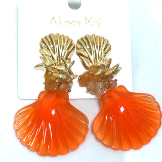 Style the Orange & Gold Seashell Earring exclusively at Born To Glam