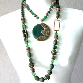 Style the Olive Green Wooden Beaded Long Necklace exclusively at Born To Glam