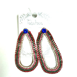 Pink Multi Rhinestone  Earrings