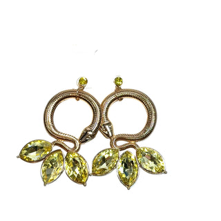 Gold Crystal Leaf Statement Earrings
