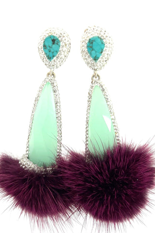 Mint Winterland Fur Multicolor Earrings - Born To Glam